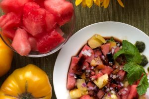 Watermelon  Salad  With Tomatoes and Onion
