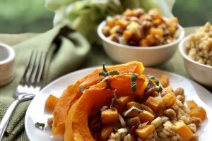 Butternut Squash with Barley and Chickpeas