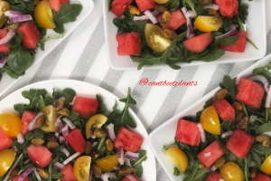 Watermelon and Arugula Salad with Raspberry Vinaigrette