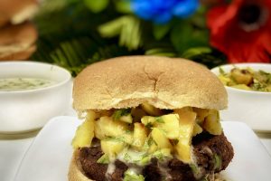 Black Bean Burgers With Grilled Pineapple and Mango Salsa