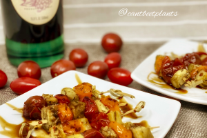 Tomato and Eggplant Kebabs with Balsamic Reduction