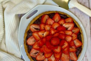 Vanilla Almond Cake with Chocolate and Strawberries